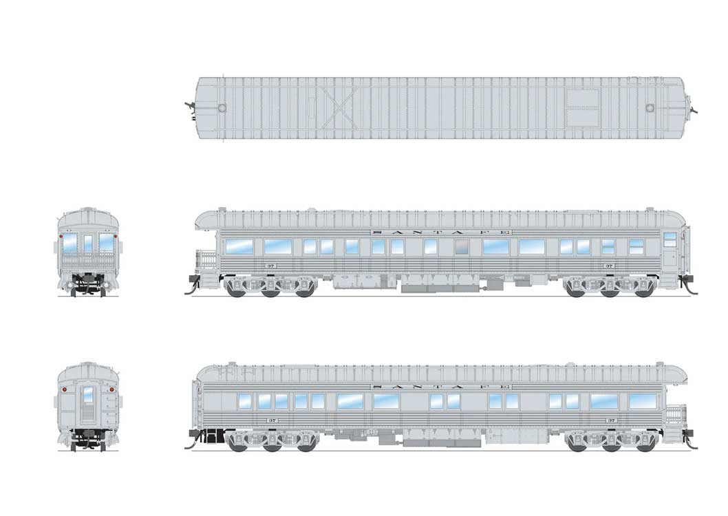 Heavyweight Business Car Observation - Ready to Run -- Santa Fe #37 (silver, shadowlined)-2
