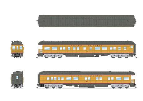 Heavyweight Business Car Observation - Ready to Run -- Union Pacific #107 (Armour Yellow, gray, red)-2