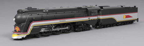Streamlined 4-6-4 Hudson - Standard DC - Brass Hybrid Stealth -- Santa Fe #3460 (Fantasy Valley Flyer Scheme, black, silver, red, yellow)
