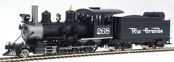 Powerhouse Classics(TM) Steam C-16 Baldwin 2-8-0 Powered w/Sound - Assembled -- Denver & Rio Grande Western #268 (black, Flying Rio Grande; round domes)