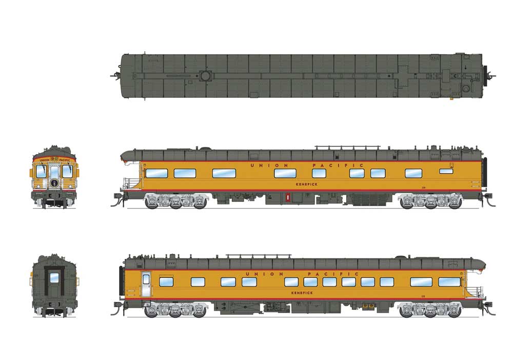 Business Car Observation - Ready to Run -- Union Pacific #119 "Kenefick" (Armour Yellow, gray; H.W.Bush Funeral Train-3