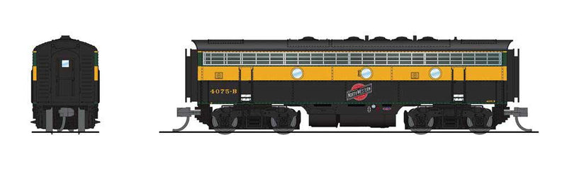 EMD F7B - Standard DC - Stealth -- Chicago & North Western #4075B (As-delivered, green, black, yellow)