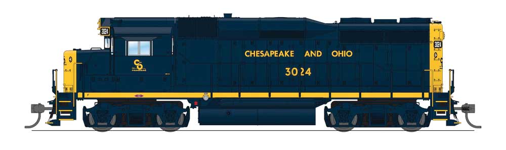 EMD GP30 Low Nose - Standard DC - Stealth -- Chesapeake & Ohio #3034 (As-Delivered, blue, yellow)