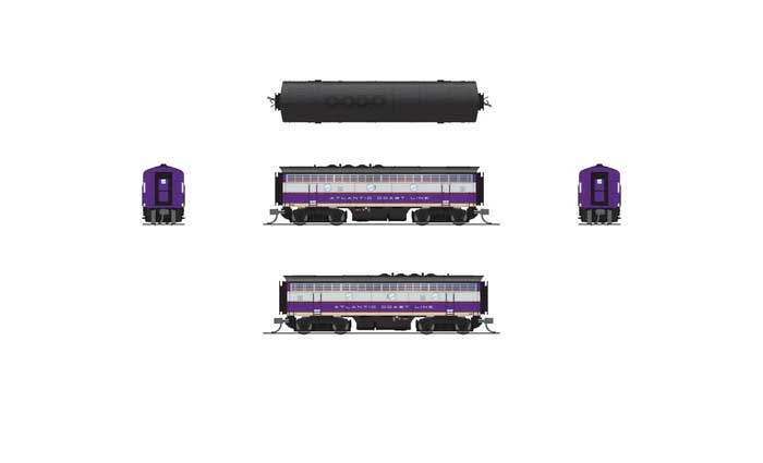 EMD F3B - Sound and DCC - Paragon4(TM) -- Atlantic Coast Line #343B (purple, silver, yellow, black)-2