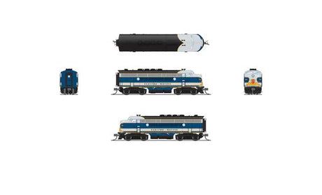EMD F3 A-Unpowered B Set - Sound and DCC - Paragon4(TM) -- Electro-Motive Division #754A1, 754B1 (Demonstrator, blue, aluminum, yellow)-3