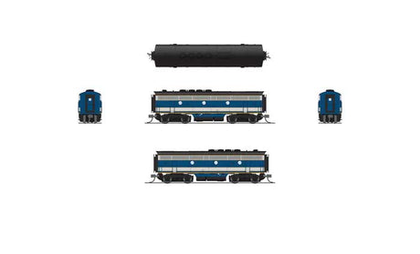 EMD F3 A-Unpowered B Set - Sound and DCC - Paragon4(TM) -- Electro-Motive Division #754A1, 754B1 (Demonstrator, blue, aluminum, yellow)-4