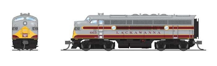 EMD F3A - Sound and DCC - Paragon4(TM) -- Delaware, Lackawanna & Western #663 (Restored, gray, maroon, yellow)-1