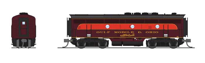 EMD F3 A-Unpowered B Set - Sound and DCC - Paragon4(TM) -- Gulf, Mobile & Ohio #883-A, B80 (maroon, red, black)-2