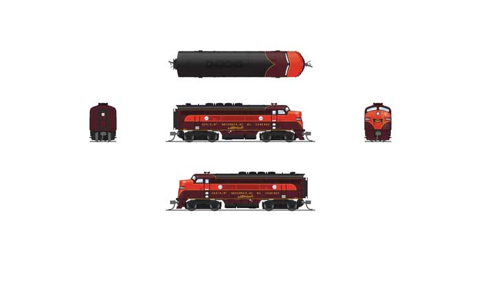 EMD F3A - Sound and DCC - Paragon4(TM) -- Gulf, Mobile & Ohio #884-A (maroon, red, black)-2
