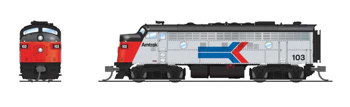 EMD F7A - Sound and DCC - Paragon4(TM) -- Amtrak #105 (Phase I, silver, red, blue, black, Arrow Logo)-1