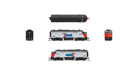 EMD F7A - Sound and DCC - Paragon4(TM) -- Amtrak #105 (Phase I, silver, red, blue, black, Arrow Logo)-2