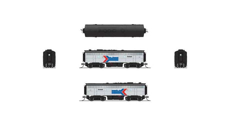 EMD F7B - Sound and DCC - Paragon4(TM) -- Amtrak #154 (Phase I, silver, red, blue, black, Arrow Logo)-2