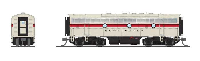 EMD F7 A-Unpowered B Set - Sound and DCC - Paragon4(TM) -- Chicago, Burlington & Quincy #169A, 169B (gray, red, black)-2
