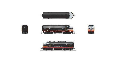 EMD F7 A-Unpowered B Set - Sound and DCC - Paragon4(TM) -- Cotton Belt SSW #927, 928 (Black Widow, black, silver, orange, red)-3