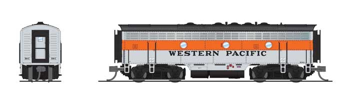 EMD F7B - Sound and DCC - Paragon4(TM) -- Western Pacific #916-C (silver, orange, black)-1
