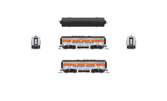 EMD F7B - Sound and DCC - Paragon4(TM) -- Western Pacific #916-C (silver, orange, black)-2