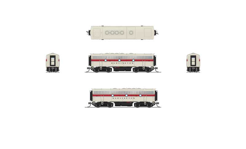 EMD F7B - Standard DC - Stealth -- Chicago, Burlington & Quincy #169B (gray, red, black)-2