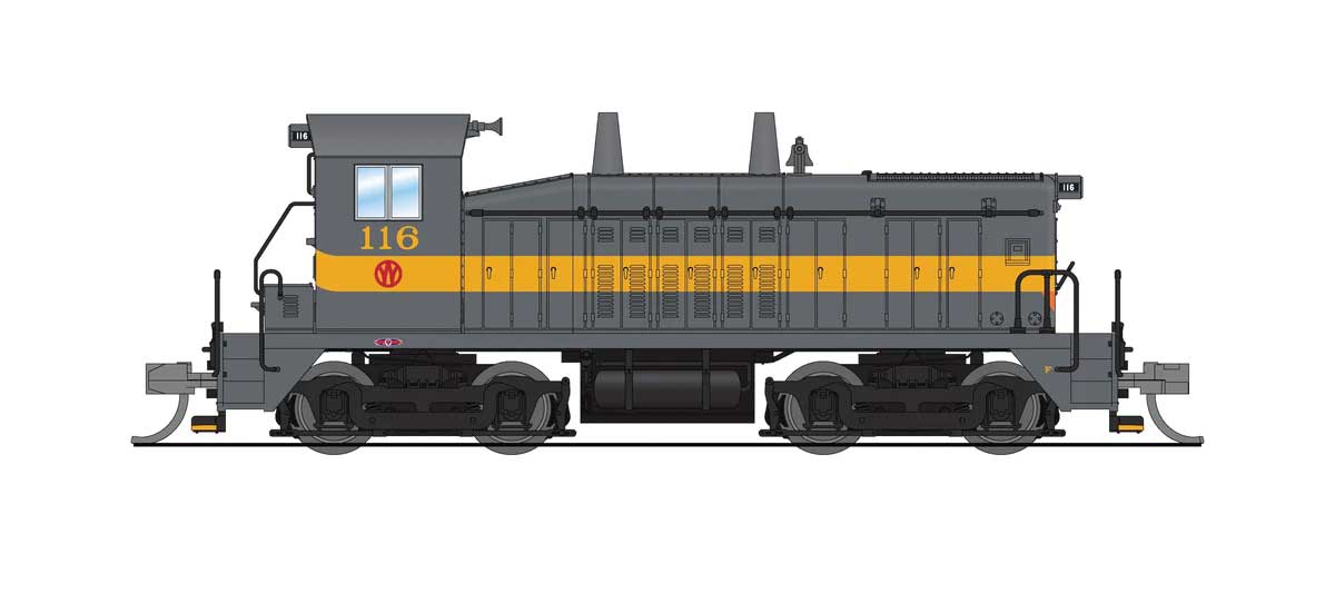 EMD NW2 - Sound and DCC - Paragon4(TM) -- New York, Ontario & Western #116 (gray, yellow, orange)-1