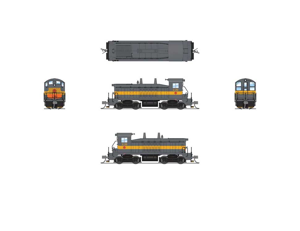EMD NW2 - Sound and DCC - Paragon4(TM) -- New York, Ontario & Western #116 (gray, yellow, orange)-2