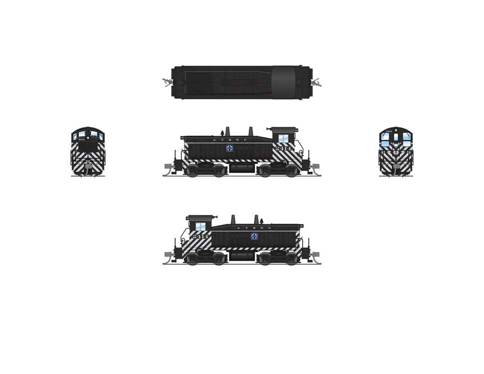 EMD NW2 - Standard DC - Stealth -- Santa Fe #2414 (Zebra Stripe; black, white)-2