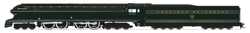 Class S1 6-4-4-6 Duplex - Standard DC - Brass Hybrid Stealth -- American Railroads #6100 (1939 World's Fair Scheme, gray)-1
