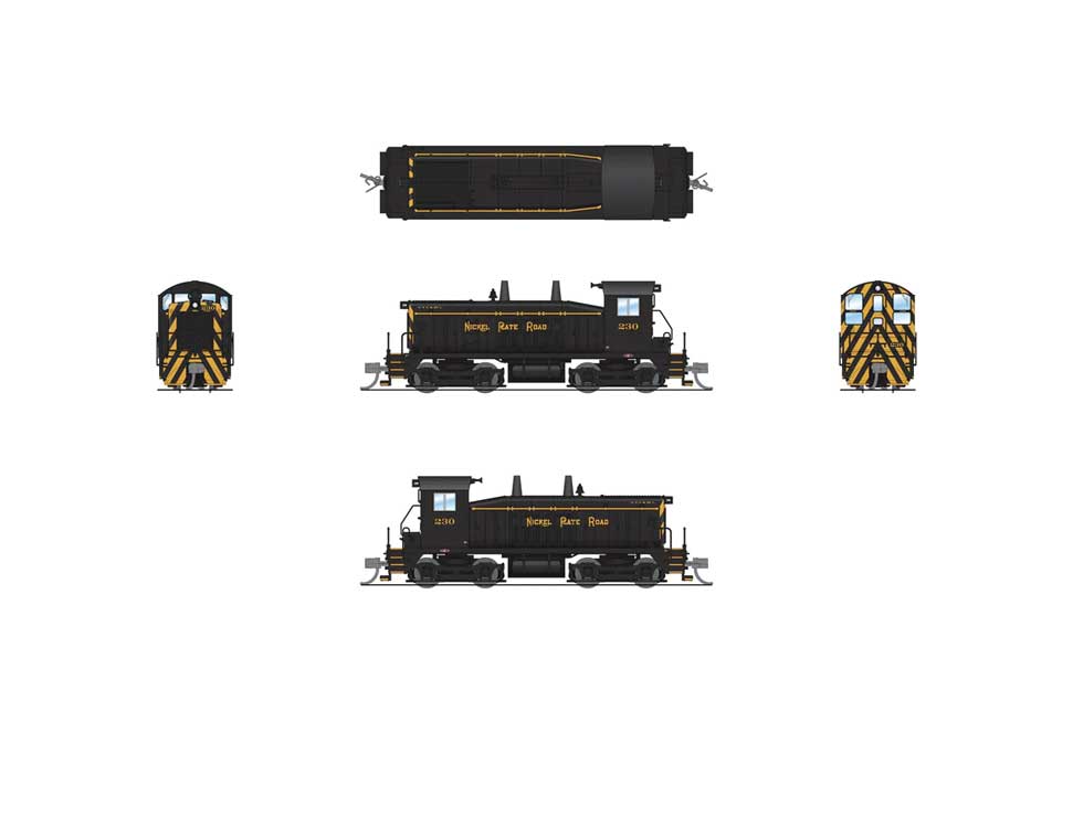 EMD SW7 - Standard DC - Stealth -- Nickel Plate Road #230 (black, yellow)-2