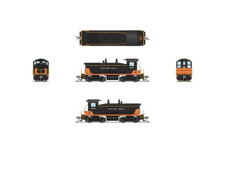 EMD SW7 - Standard DC - Stealth -- Cotton Belt SSW #1054 (black, orange)-2