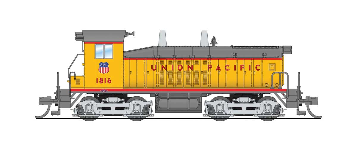 EMD SW7 - Standard DC - Stealth -- Union Pacific #1816 (Armour Yellow, gray, red, silver)-1