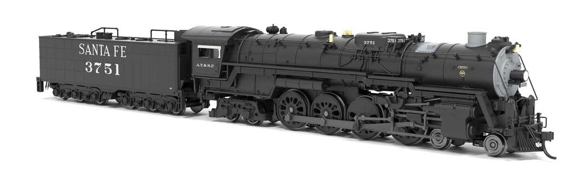 Santa Fe 4-8-4 Northern - Standard DC - Stealth -- Santa Fe #3751 (2022 Restoration, black, silver, white)-1