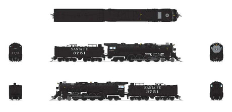 Santa Fe 4-8-4 Northern - Standard DC - Stealth -- Santa Fe #3751 (2022 Restoration, black, silver, white)-2
