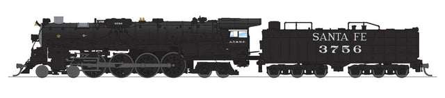 Santa Fe 4-8-4 Northern - Standard DC - Stealth -- Santa Fe #3759 (In-Service, black, silver, white)-1