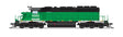 EMD SD40-2 Low Nose - Standard DC - Stealth -- BNSF Railway #1680 (Ex-BN Cascade Green, black, white)-1