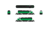 EMD SD40-2 Low Nose - Standard DC - Stealth -- BNSF Railway #1680 (Ex-BN Cascade Green, black, white)-2