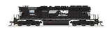 EMD SD40-2 Low Nose - Standard DC - Stealth -- Norfolk Southern #1628 (black, white, Horse Head Logo)-1