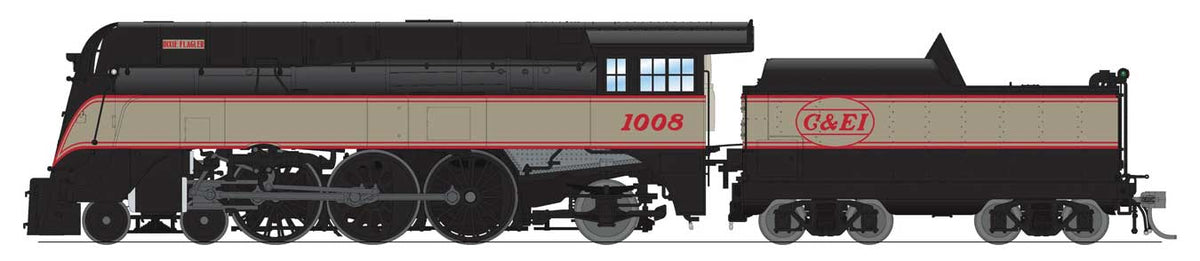 Streamlined 4-6-2 Pacific - Sound and DCC - Paragon4(TM) -- Chicago & Eastern Illinois #1008 (Fantasy Dixie Flagler, black, gray, red)