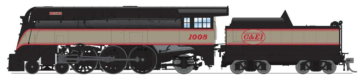 Streamlined 4-6-2 Pacific - Standard DC - Stealth -- Chicago & Eastern Illinois #1008 (Fantasy Dixie Flagler, black, gray, red)
