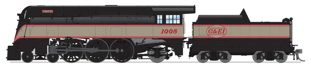 Streamlined 4-6-2 Pacific - Standard DC - Stealth -- Chicago & Eastern Illinois #1008 (Fantasy Dixie Flagler, black, gray, red)