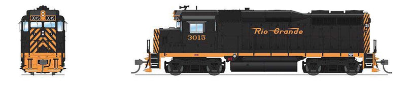 EMD GP30 Low Nose - Standard DC - Stealth -- Denver & Rio Grande Western #3015 (black, Aspen Gold, Small Flying Grande)
