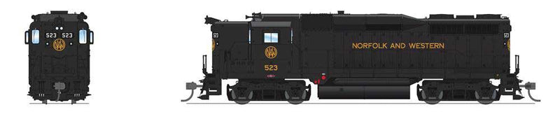 EMD GP30 High Nose - Standard DC - Stealth -- Norfolk & Western #523 (As-Delivered, black, gold, Round N&W Logo)