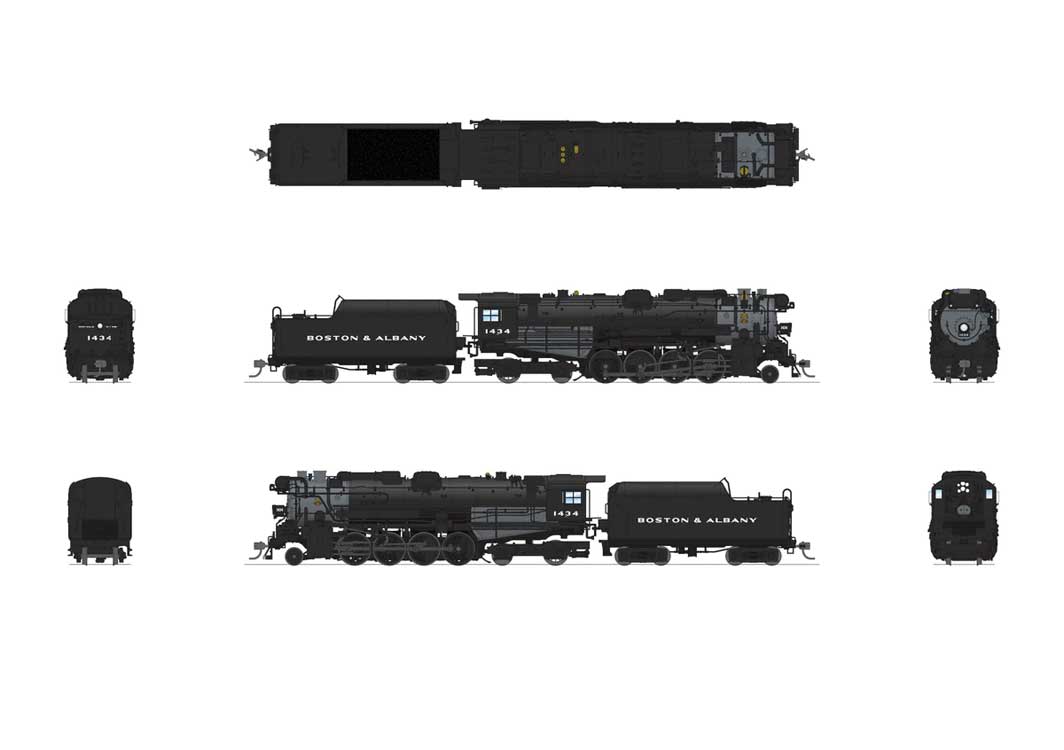 Class A1b Lima 2-8-4 Berkshire - Sound and DCC - Paragon4 Hybrid -- Boston & Albany #1434 (Early 1940s, black, graphite)-2