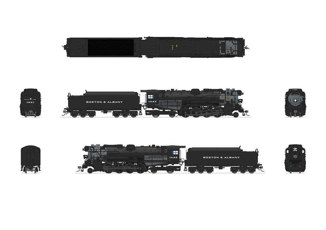 Class A1b Lima 2-8-4 Berkshire - Sound and DCC - Paragon4 Hybrid -- Boston & Albany #1442 (Post 1946, black, graphite)-2