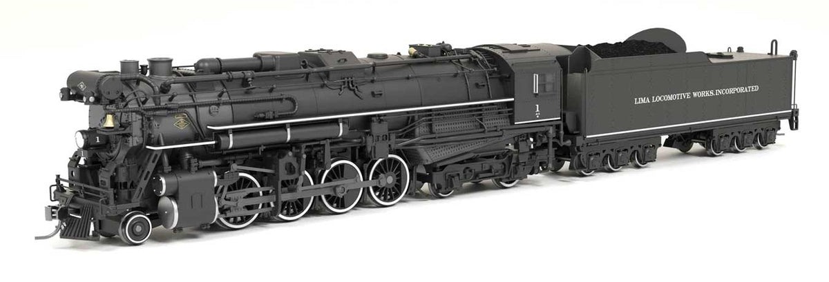 Lima 2-8-4 Berkshire - Standard DC - Stealth Hybrid -- Lima Locomotive Works #1 (black, graphite)-1