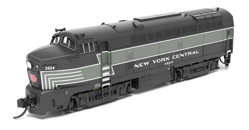 Baldwin RF16 Sharknose Powered A-Unpowered B Set - Standard DC - Stealth -- New York Central #3804, 3706 (Lightning Stripe, black, gray)-1