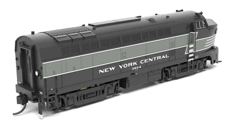 Baldwin RF16A Sharknose - Standard DC - Stealth -- New York Central #3810 (Lightning Stripe, black, gray)-2