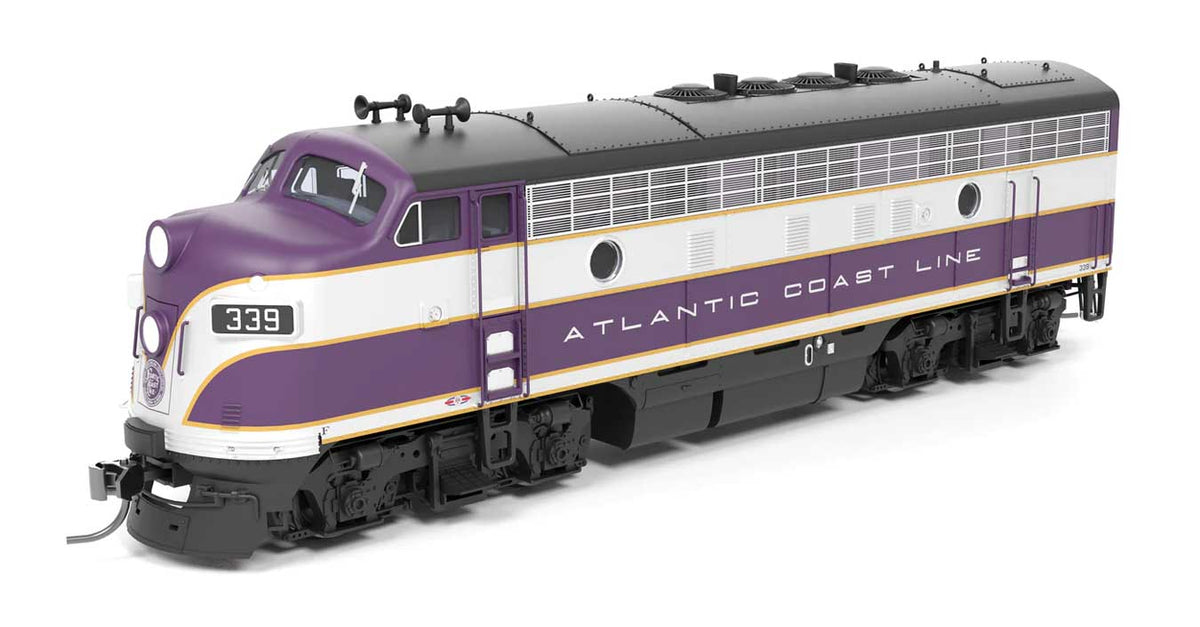 EMD F3 A-Unpowered B Set - Standard DC - Stealth -- Atlantic Coast Line #339, 339B (purple, wilver, yellow)-1