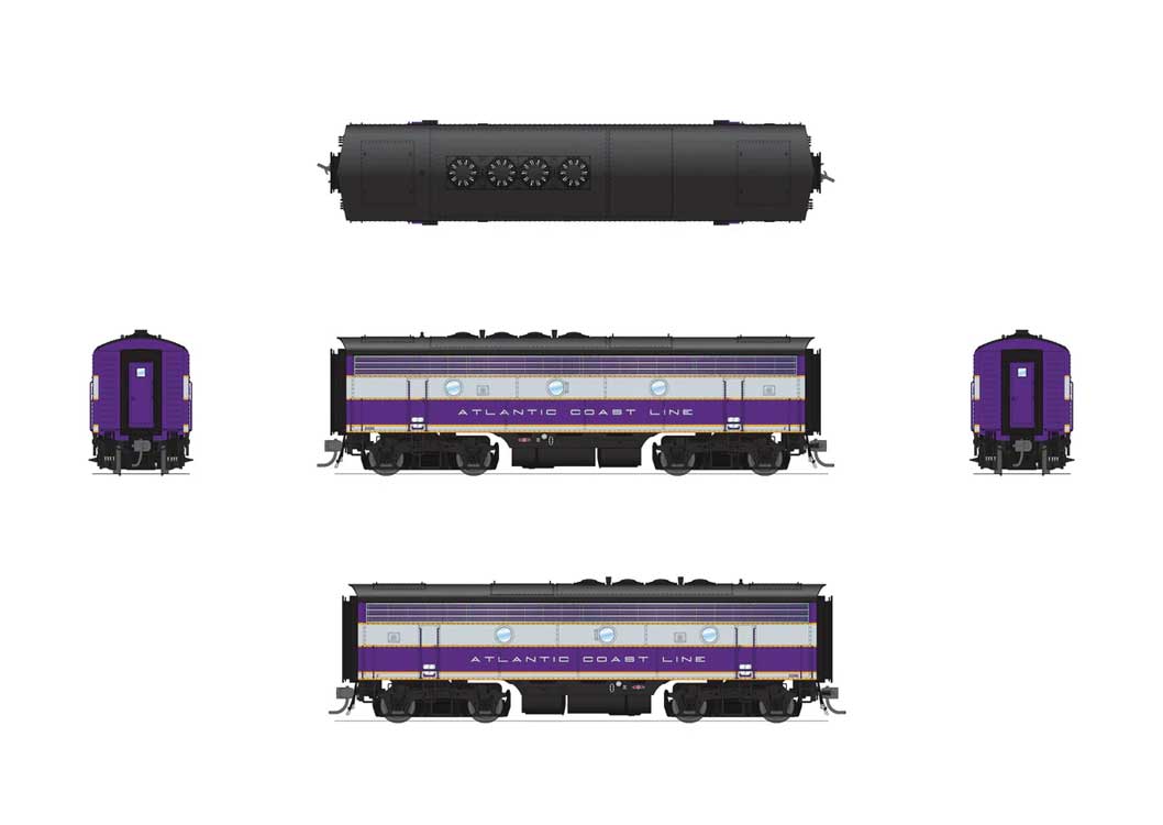 EMD F3B - Sound and DCC - Paragon4(TM) -- Atlantic Coast Line #343B (purple, silver, yellow)-2