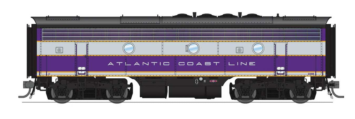 EMD F3B - Standard DC - Stealth -- Atlantic Coast Line #343B (purple, silver, yellow)-1
