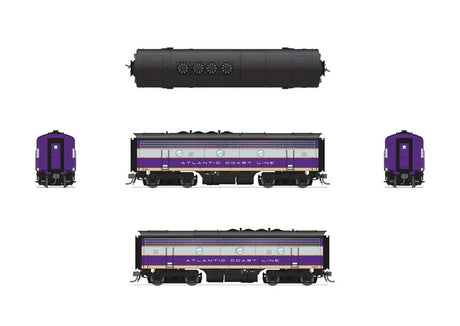 EMD F3B - Standard DC - Stealth -- Atlantic Coast Line #343B (purple, silver, yellow)-2