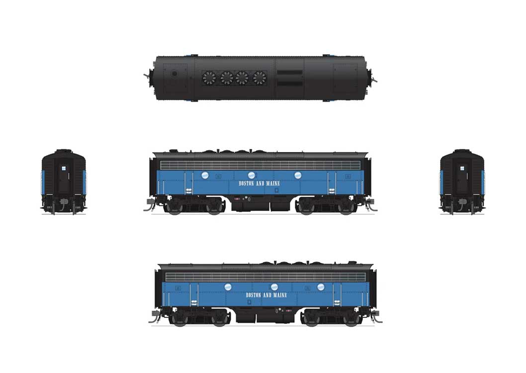 EMD F3B - Standard DC - Stealth -- Boston & Maine #4228B (blue, black, white)-2