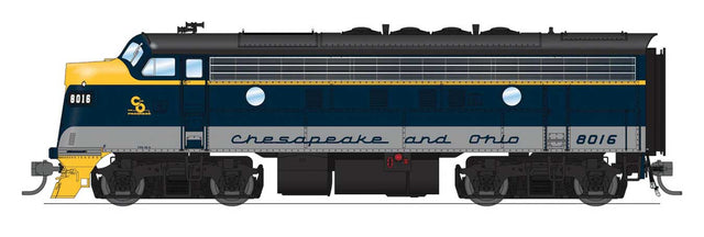 EMD F3A - Standard DC - Stealth -- South Branch Valley Chesapeake & Ohio #8016 (restored Scheme, blue, gray)-1
